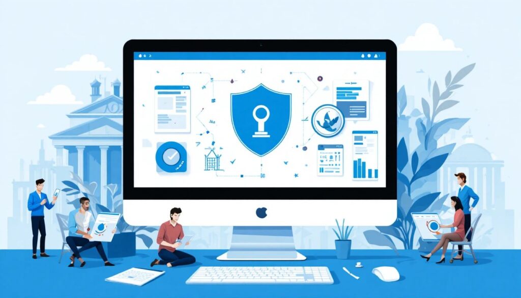 Illustration showing website tracking pixels, online privacy concerns, legal documents, and a class action settlement process related to the Allina Pixel Settlement lawsuit.
