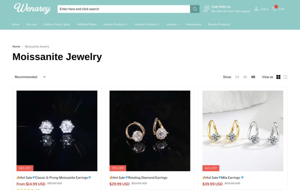 Screenshot taken from Wenarey website to show its heavy discounts offers
