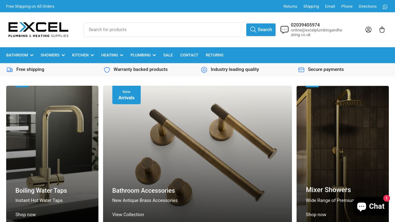 Screenshot of Excelplumbingandheating.co.uk
