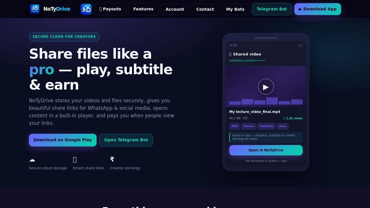 Screenshot of Notydrive.com