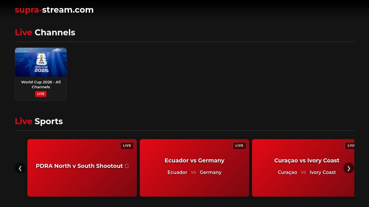 Screenshot of Supra-stream.com
