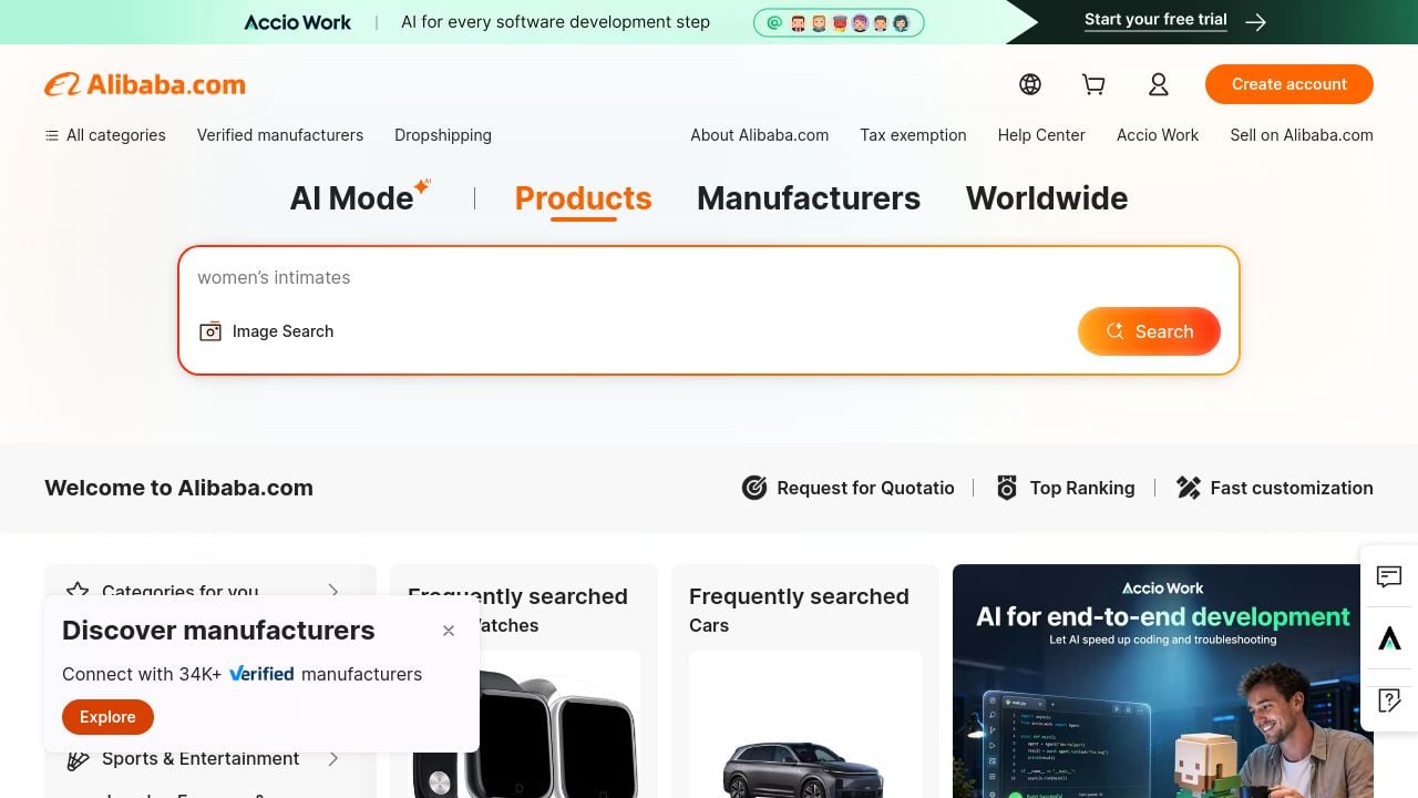 Screenshot of Alibaba.com
