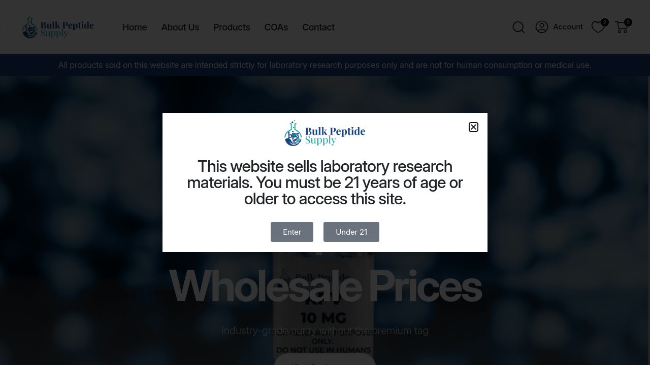Screenshot of Bulkpeptidesupply.com