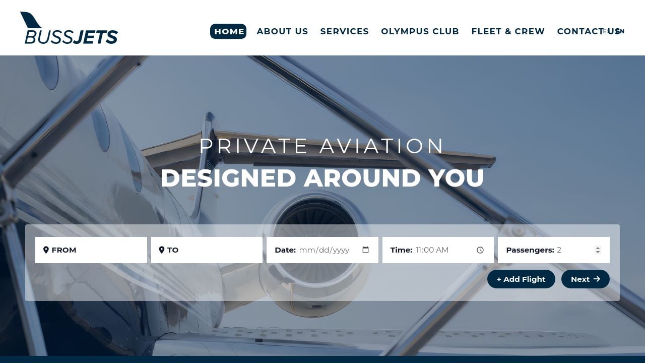 Screenshot of Bussjets.com