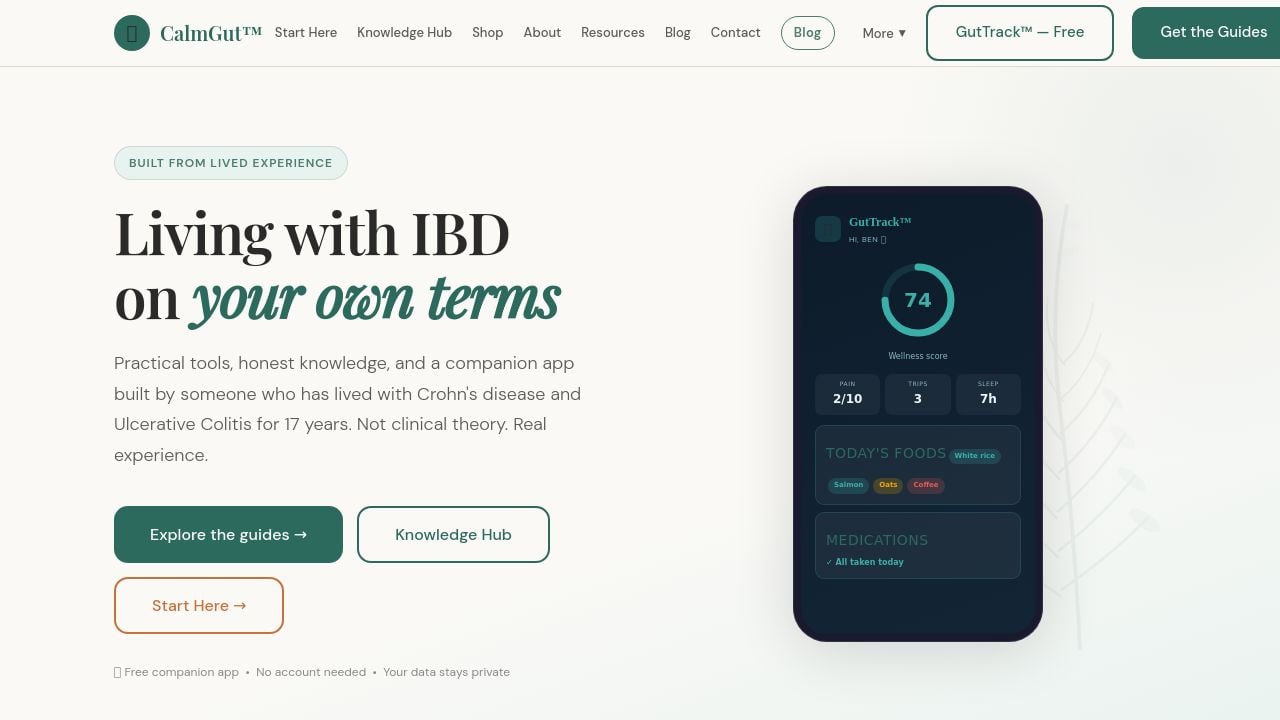 Screenshot of Calmgut.co.uk