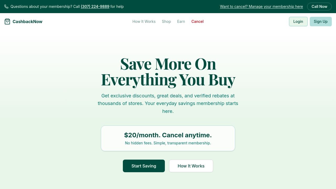 Screenshot of Cashback-now.com