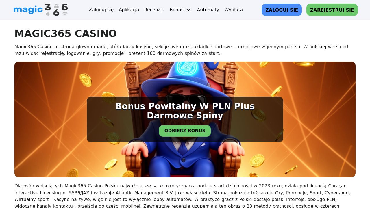 Screenshot of Casinomagic365.com