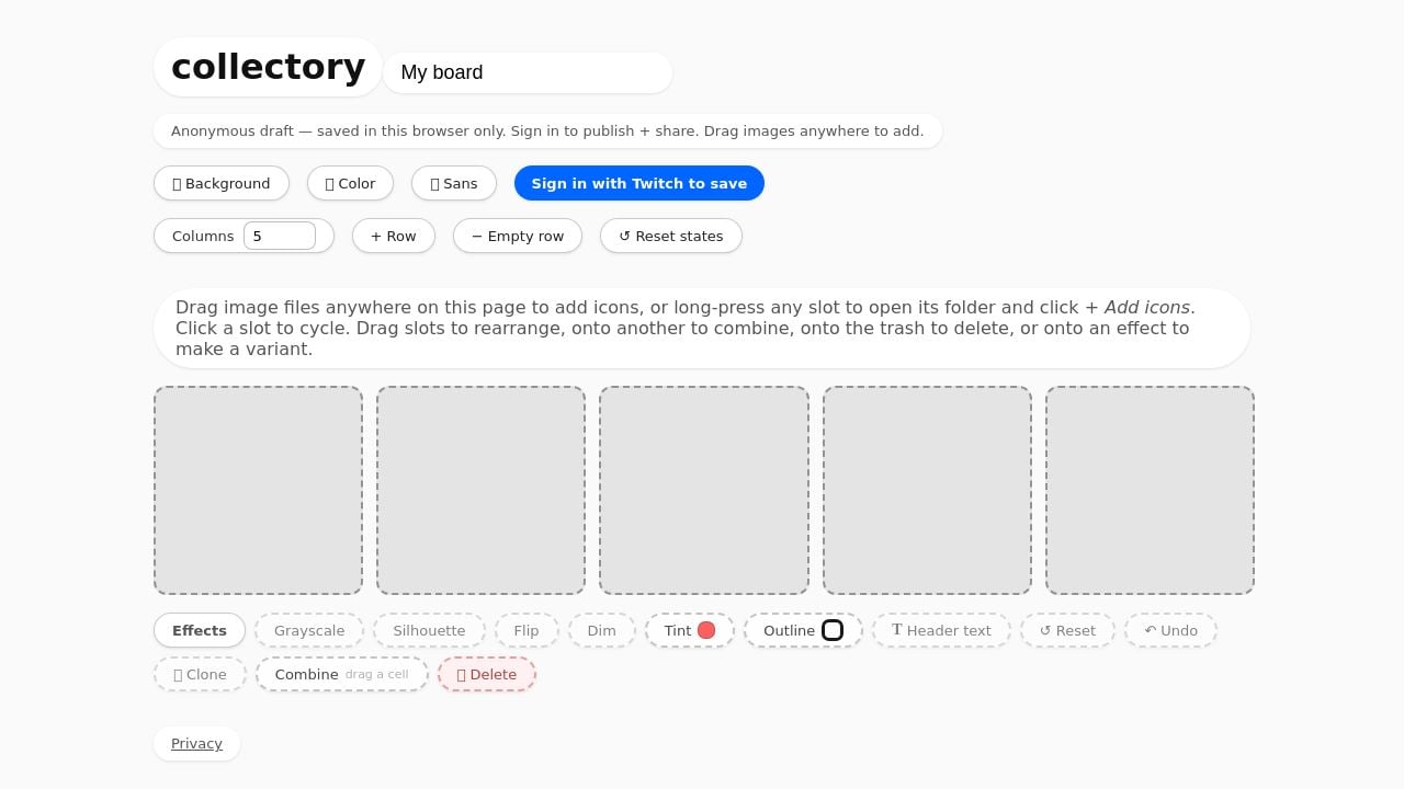 Screenshot of Collectory.app