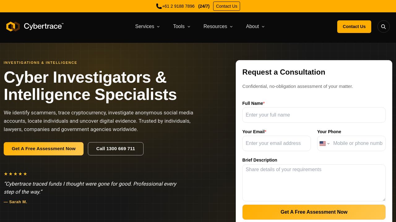Screenshot of Cybertrace.com.au