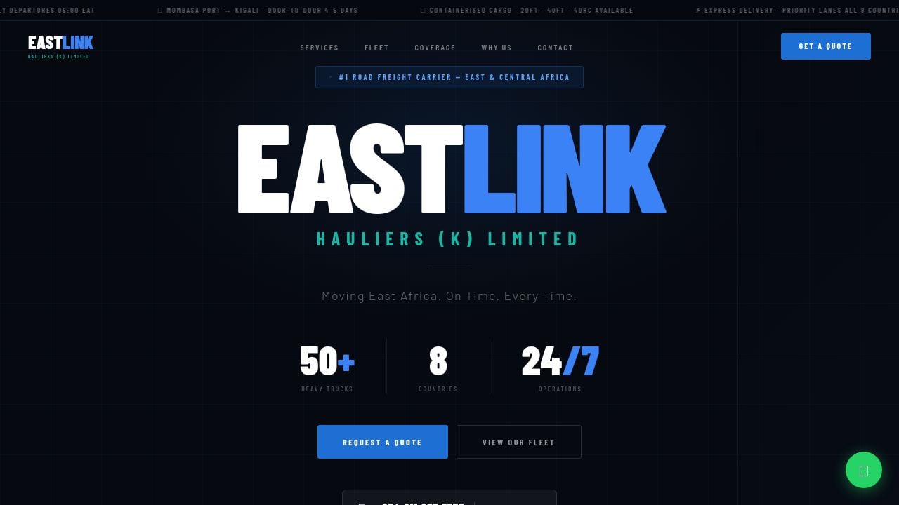 Screenshot of Eastlinkhauliers.com