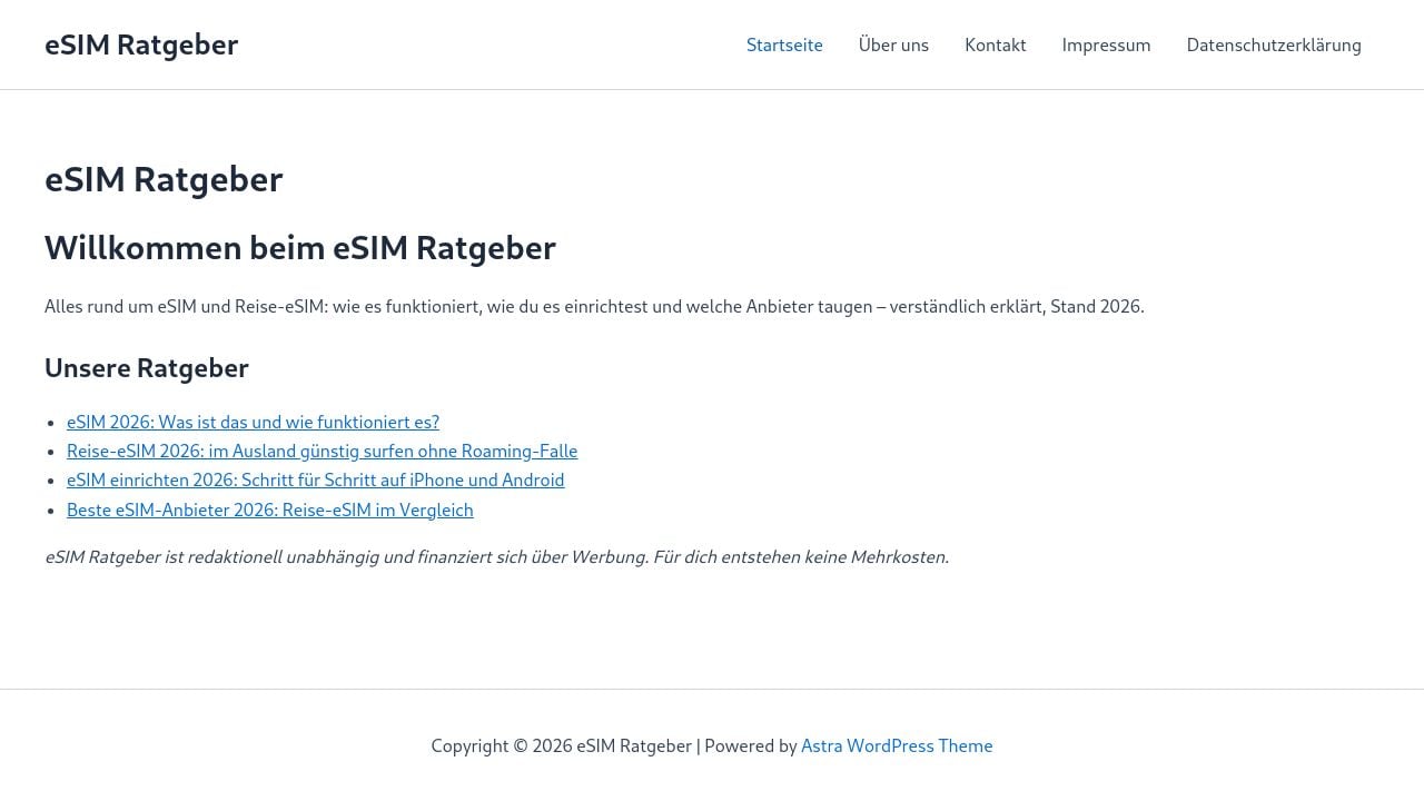 Screenshot of Esim-ratgeber.de