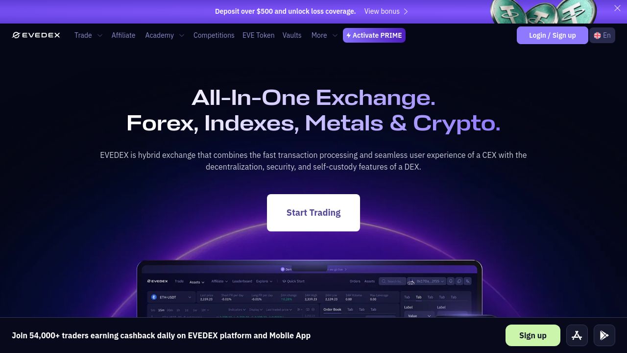 Screenshot of Evedex.com