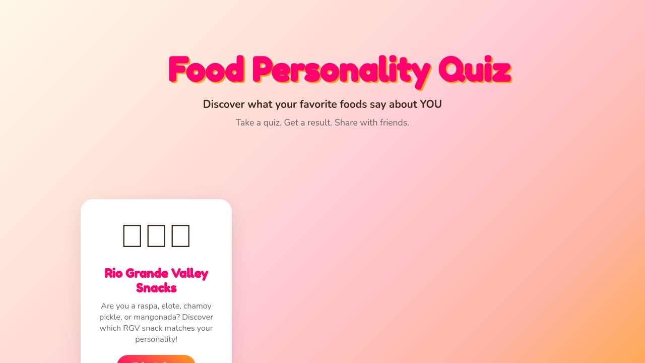 Screenshot of Foodpersonalityquiz.com