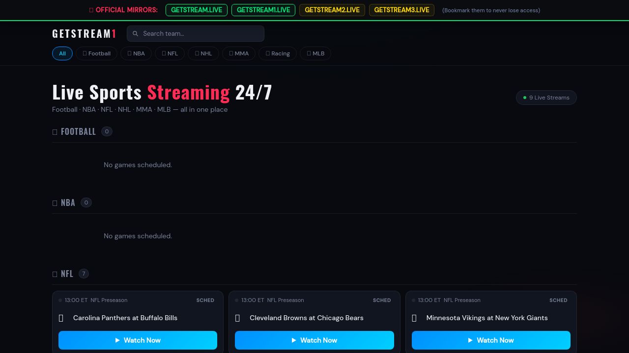 Screenshot of Getstream.live
