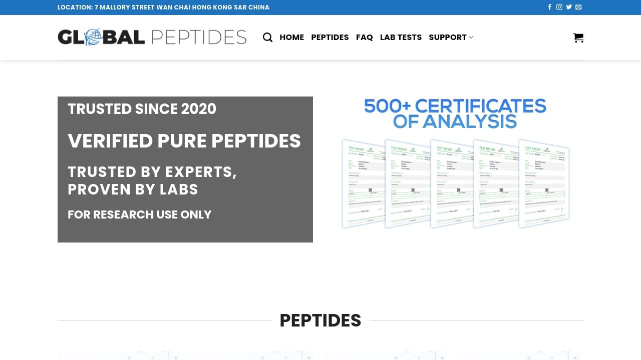 Screenshot of Globalpeptideslab.com