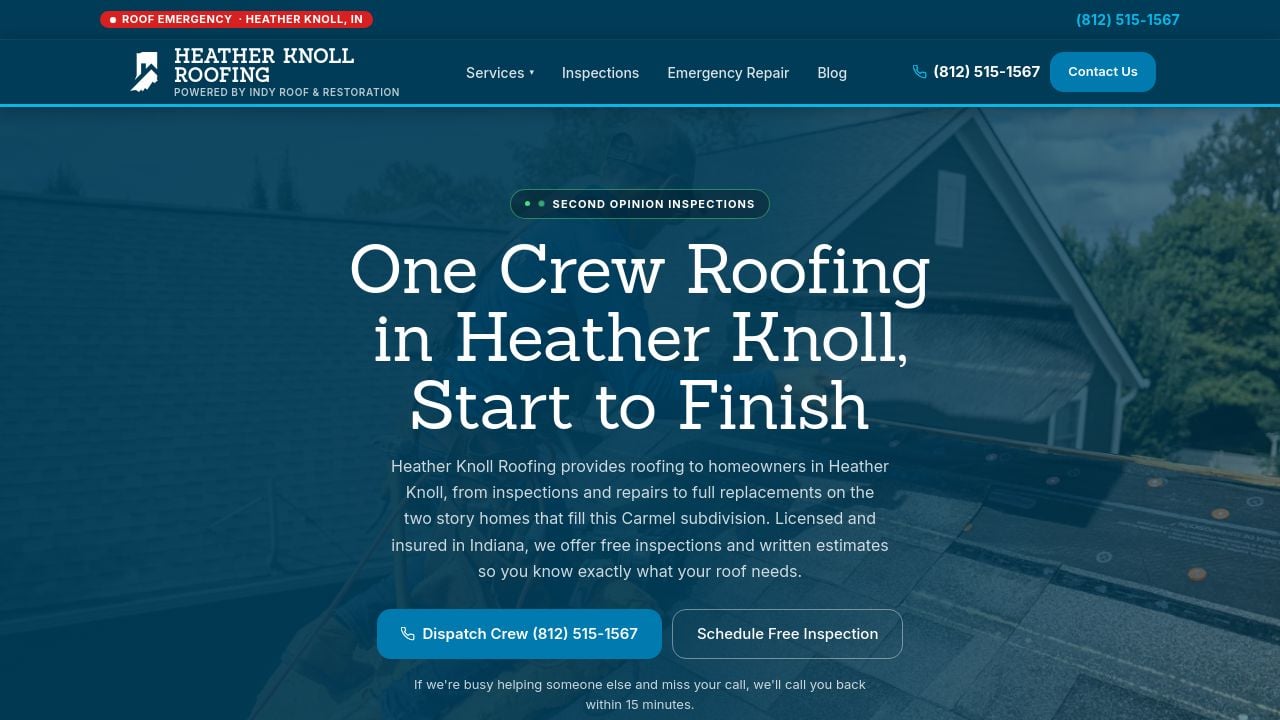 Screenshot of Heatherknollroofing.com