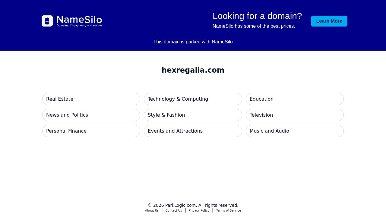 Screenshot of Hexregalia.com