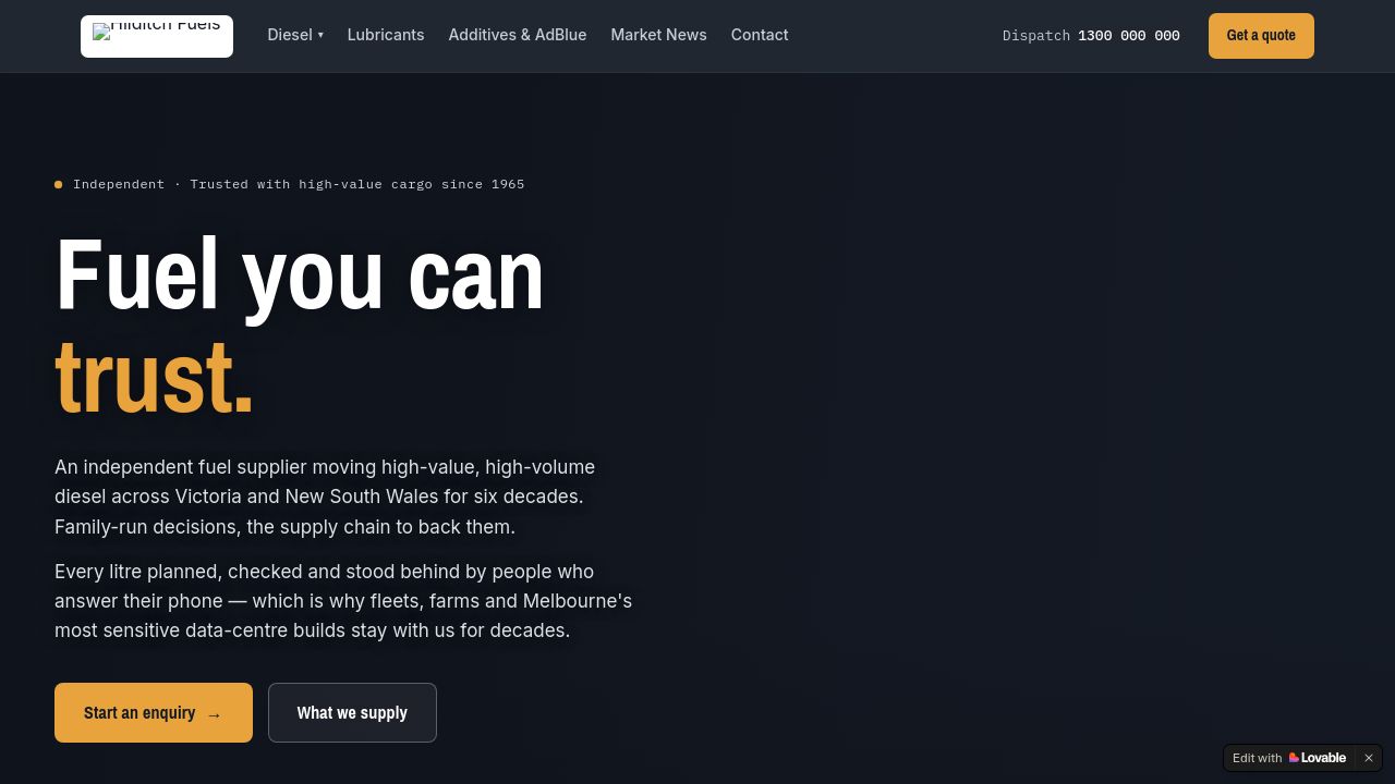 Screenshot of Hilditchfuels.com
