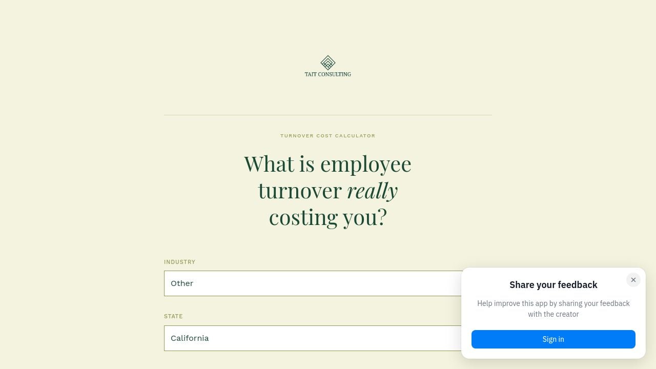 Screenshot of Knowyourturnovercost.com