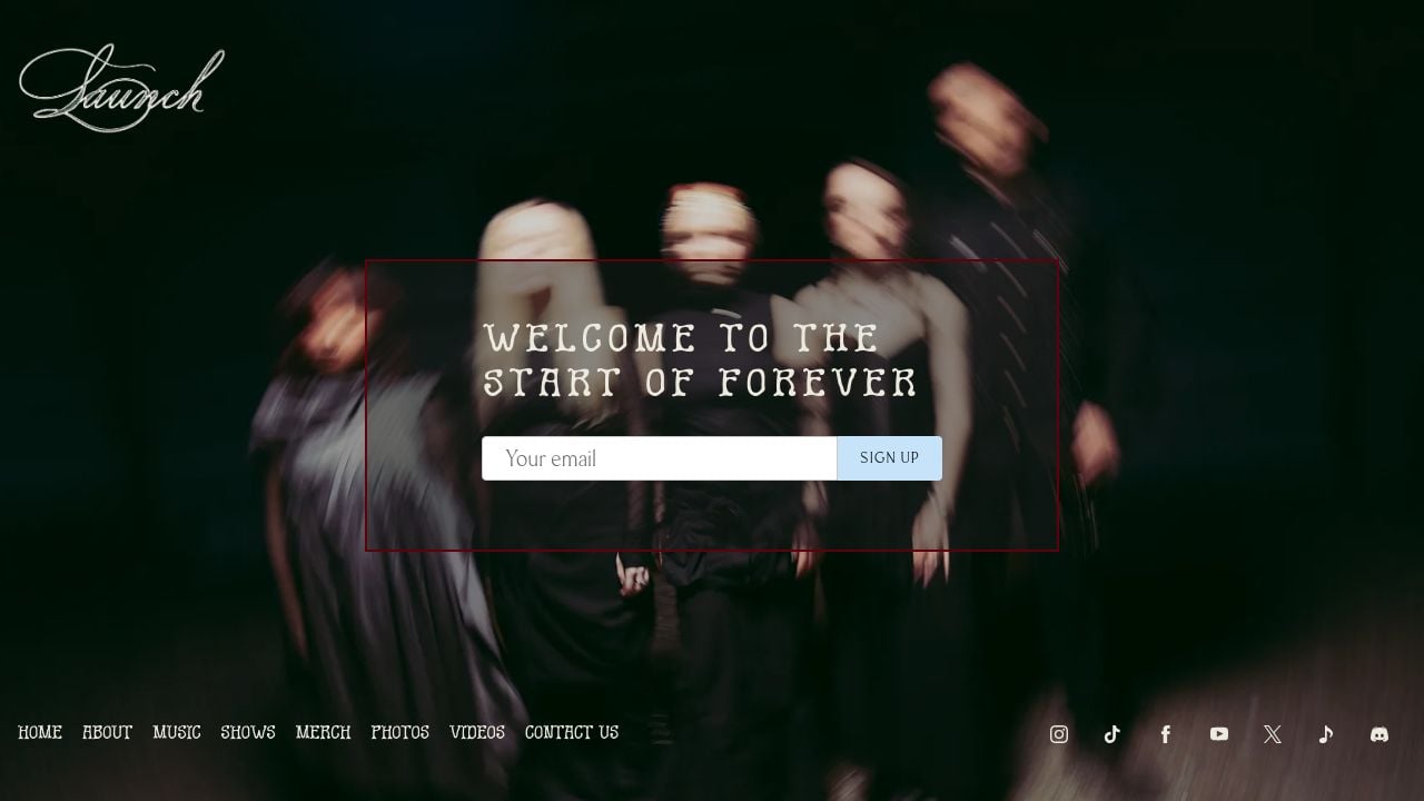 Screenshot of Launchtheband.com