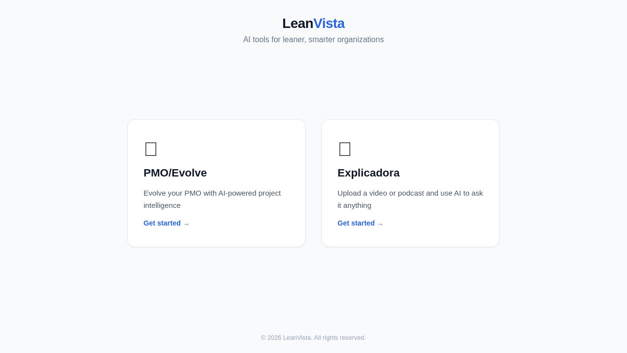 Screenshot of Leanvista.io