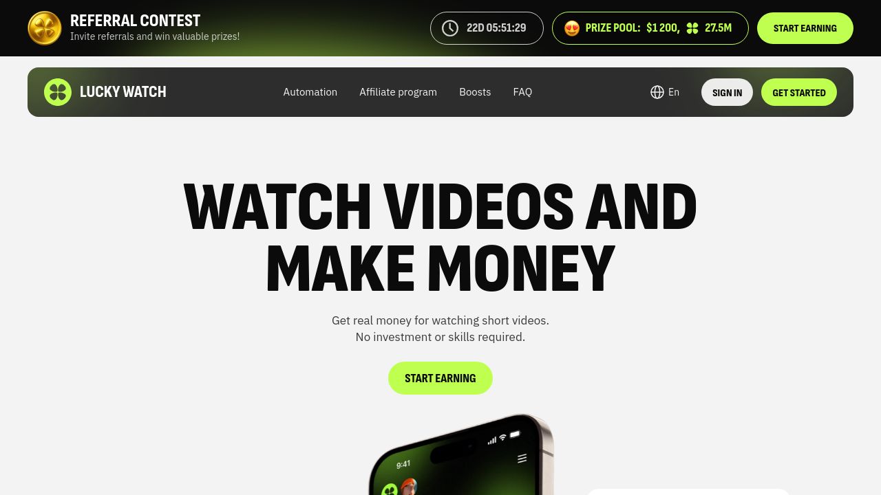 Screenshot of Luckywatch.pro