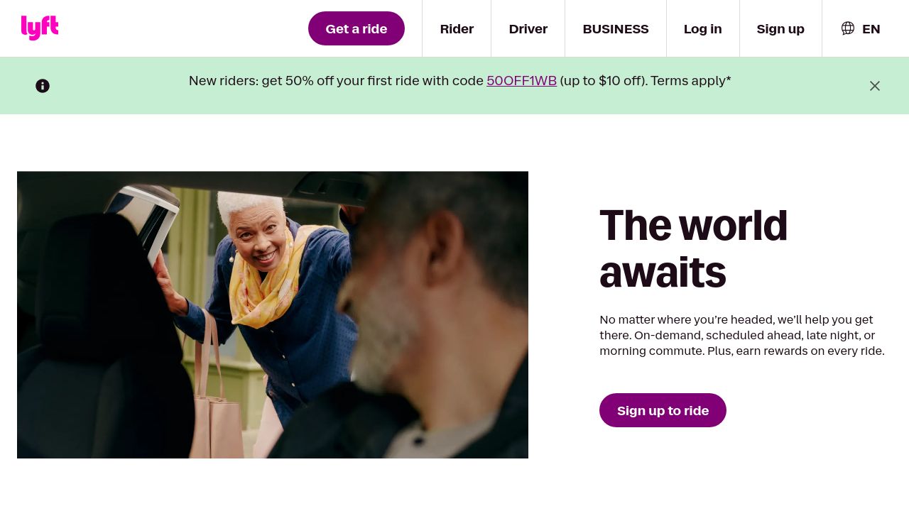 Screenshot of Lyft.com