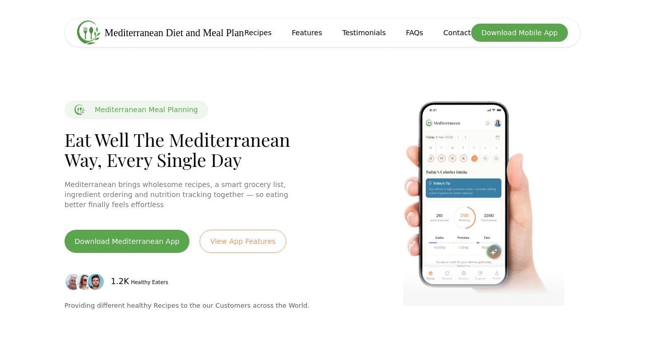 Screenshot of Mediterraneanmealguide.com