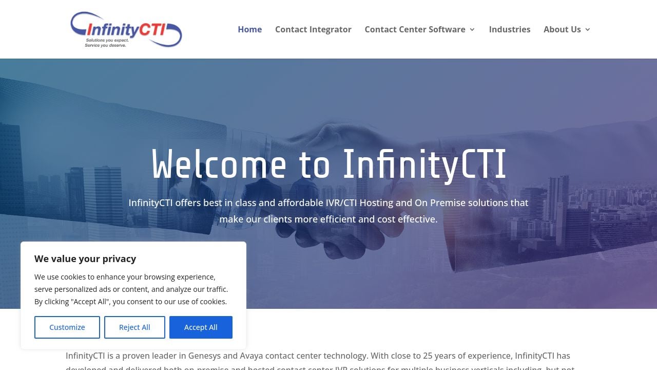 Screenshot of Meetinfinitycti.com