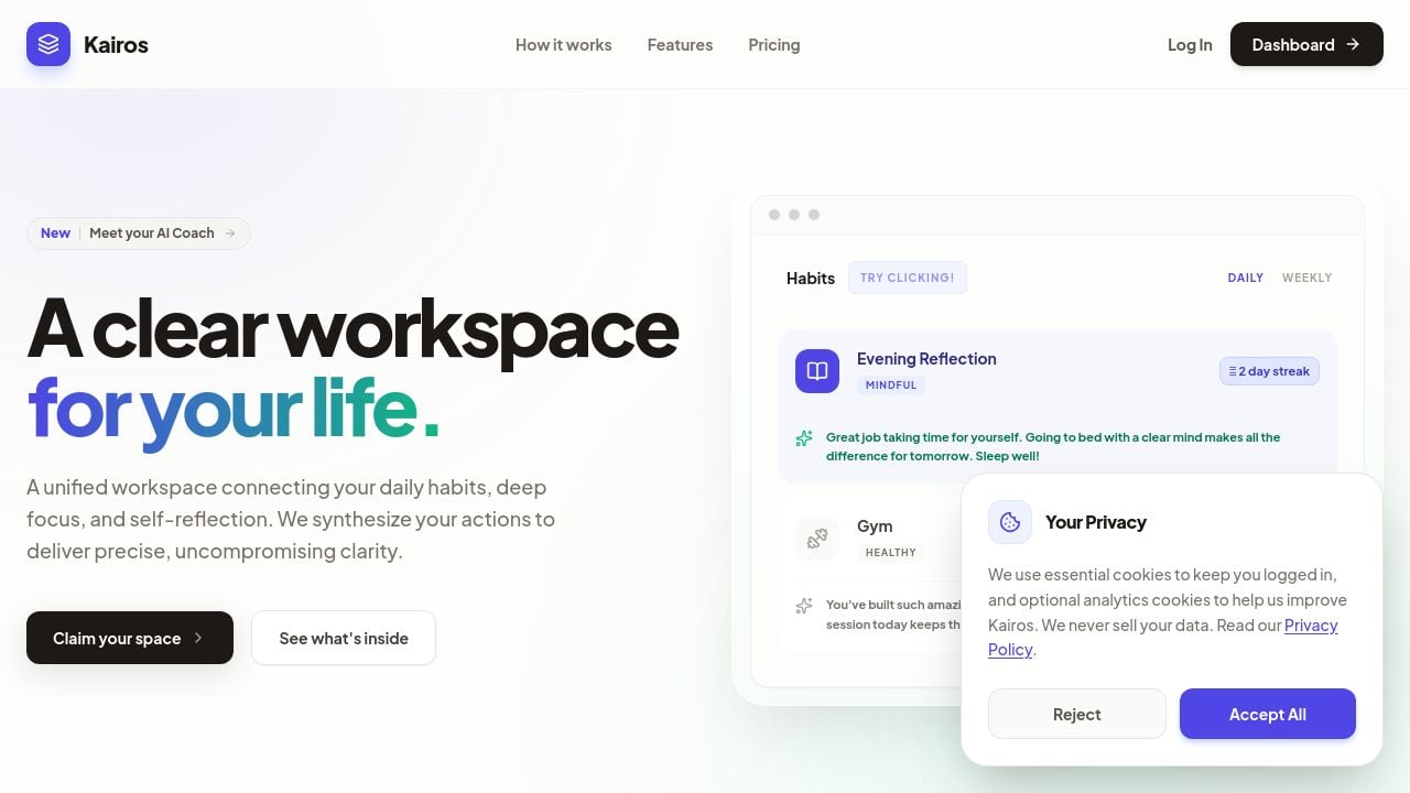 Screenshot of Meetkairos.app
