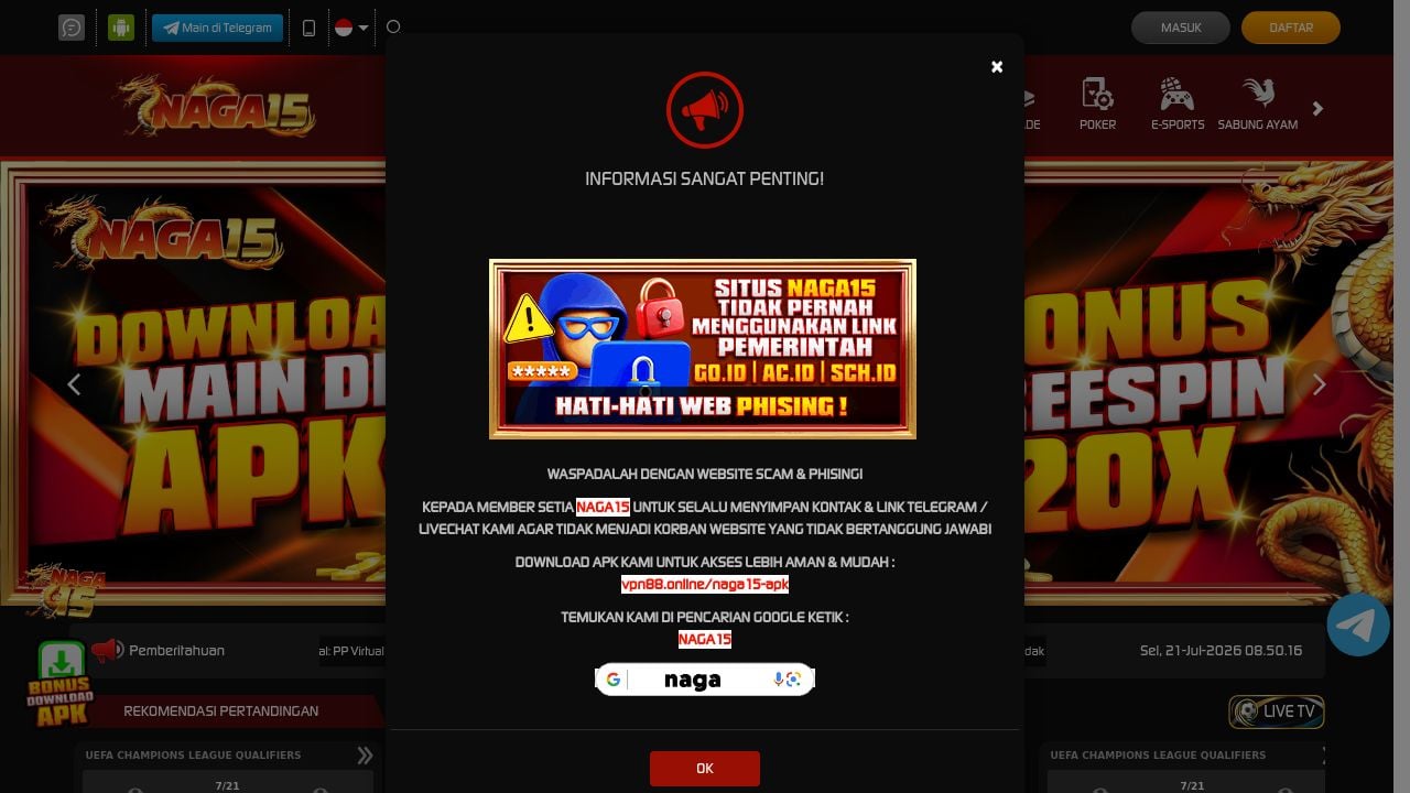 Screenshot of Naga15hoki.online