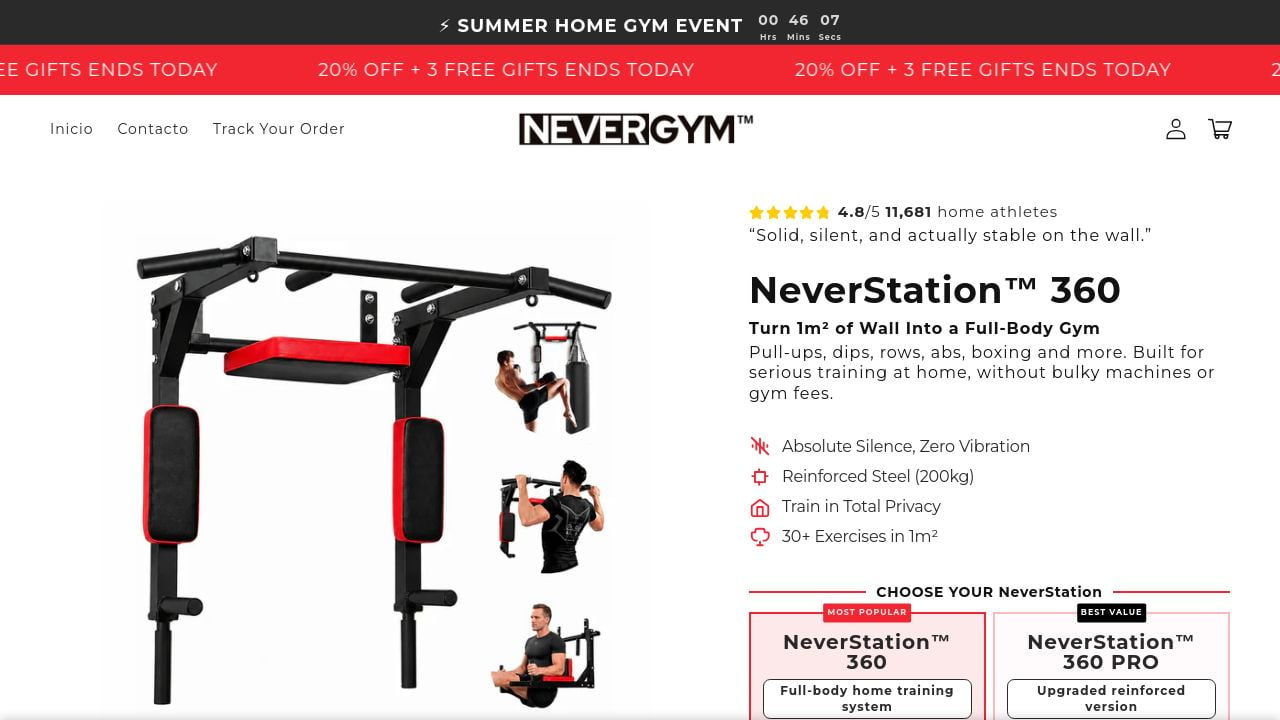 Screenshot of Nevergym.com