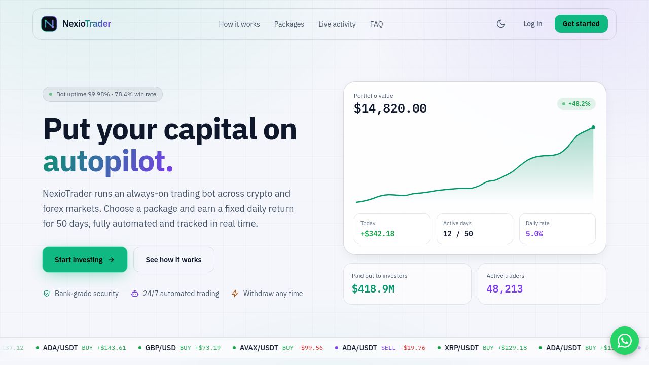 Screenshot of Nexiotrader.com