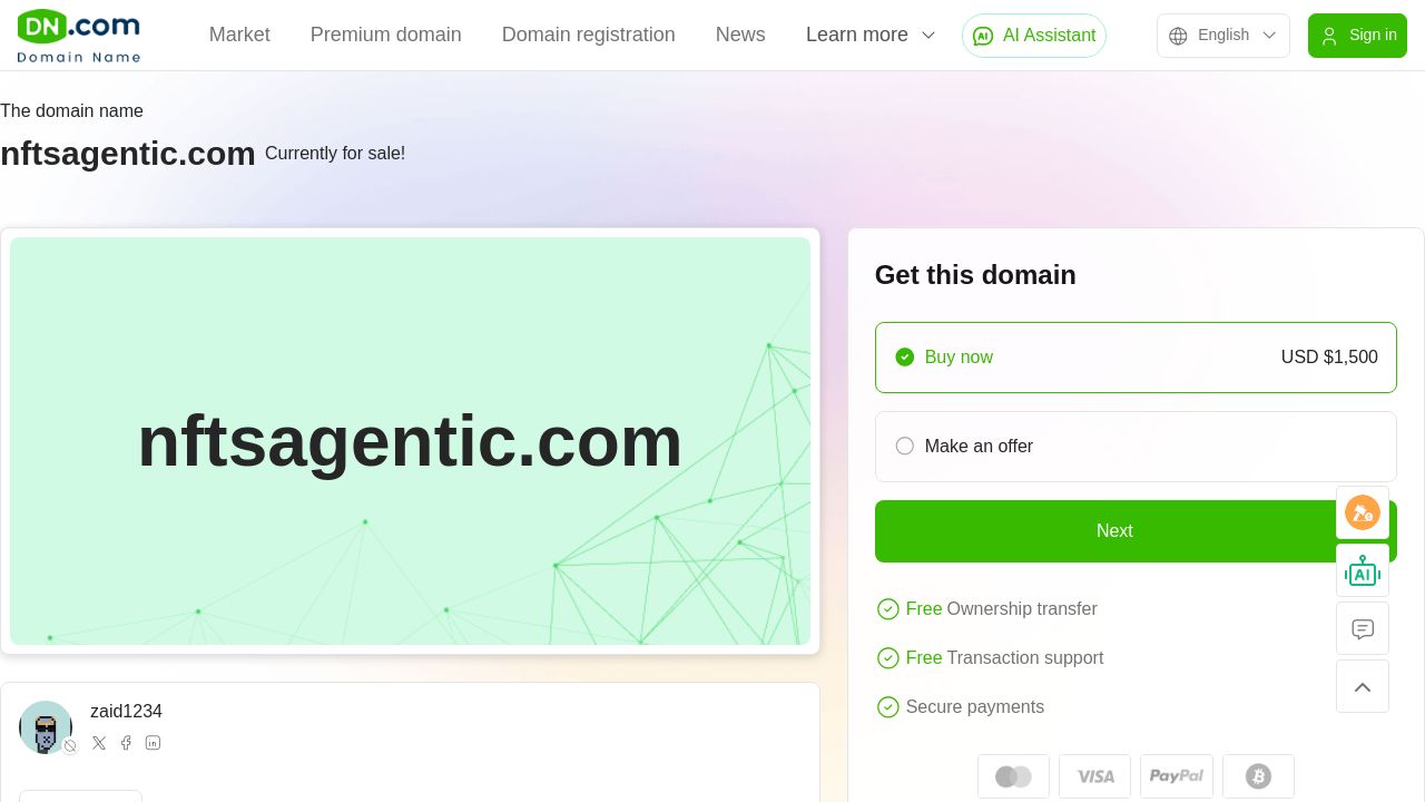 Screenshot of Nftsagentic.com