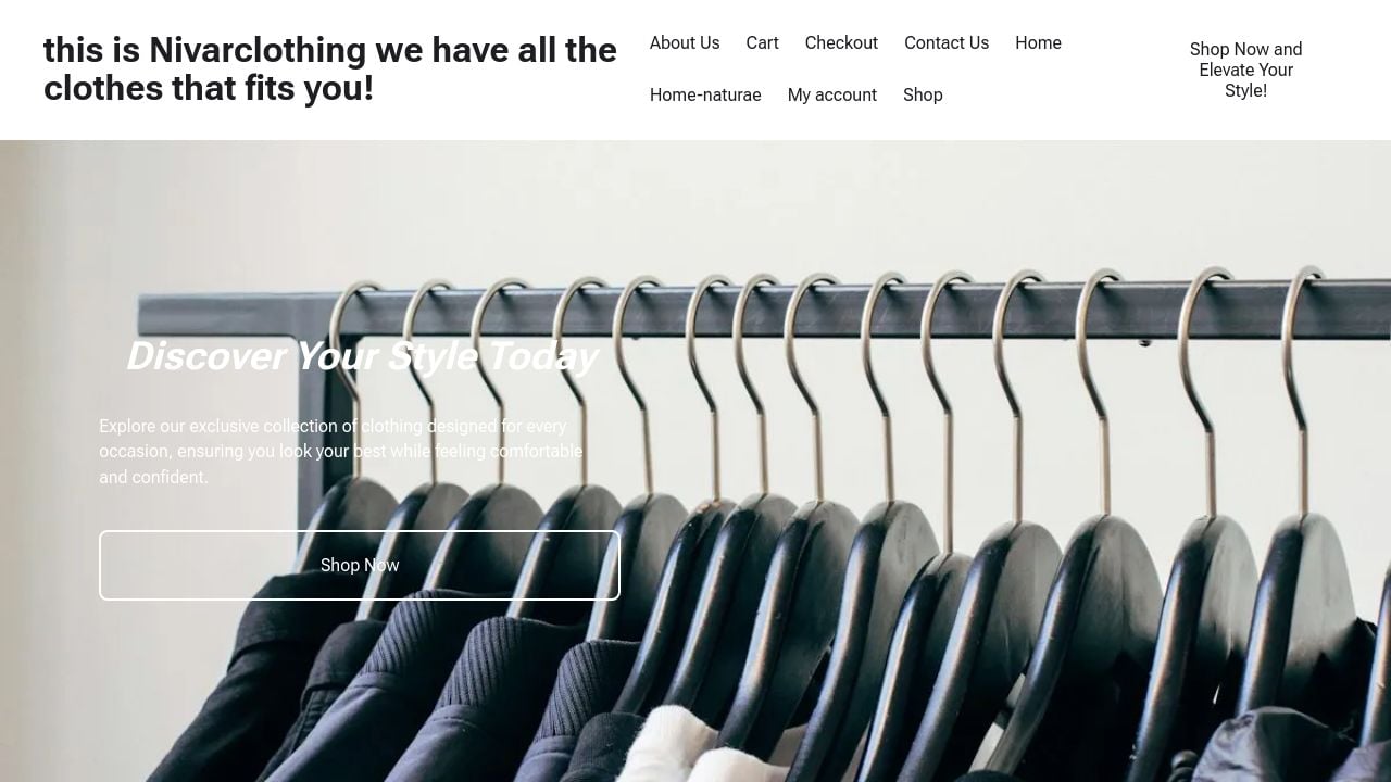 Screenshot of Nivarclothing.website