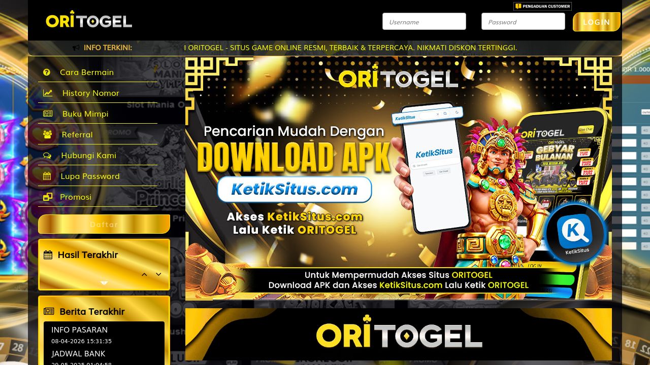 Screenshot of Oritogel.org