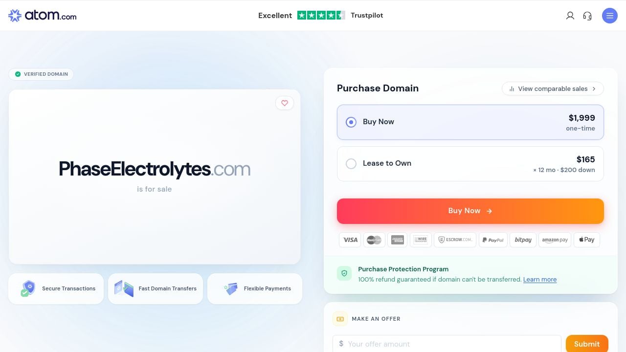 Screenshot of Phaseelectrolytes.com