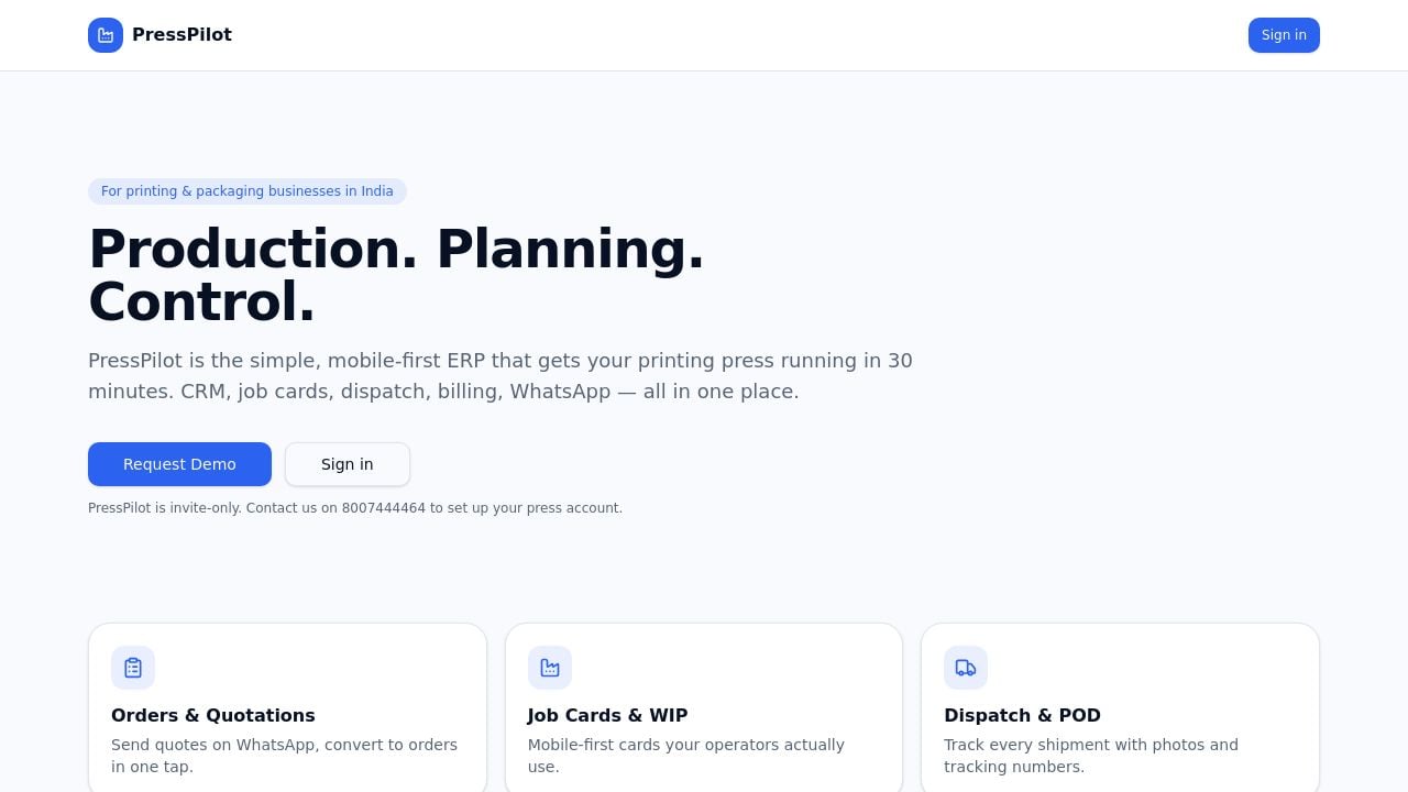 Screenshot of Presspilot.in