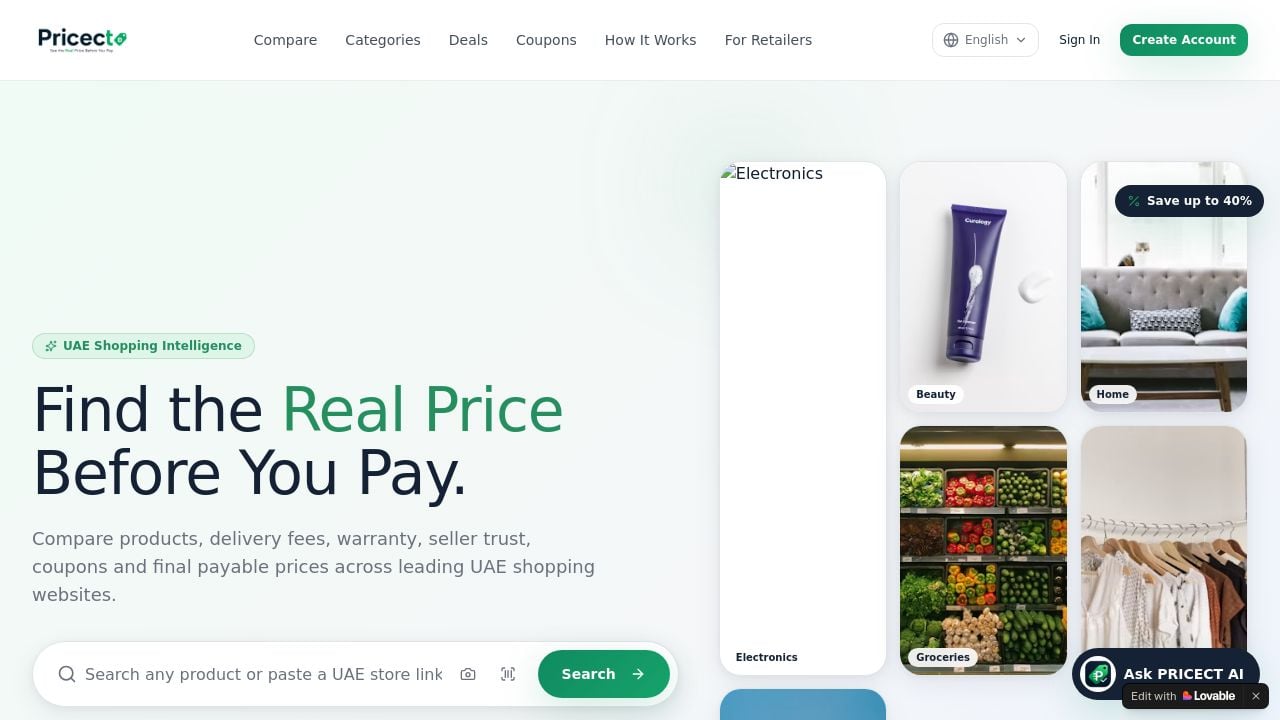 Screenshot of Pricect.shop