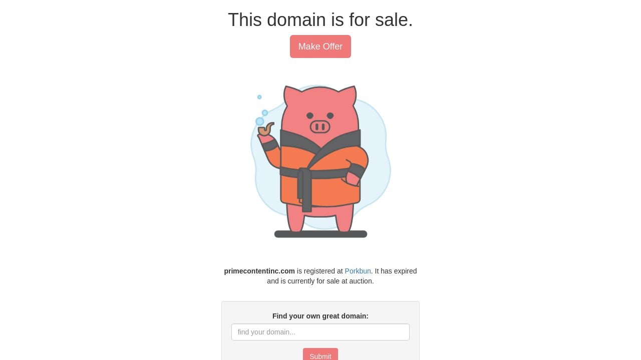 Screenshot of Primecontentinc.com