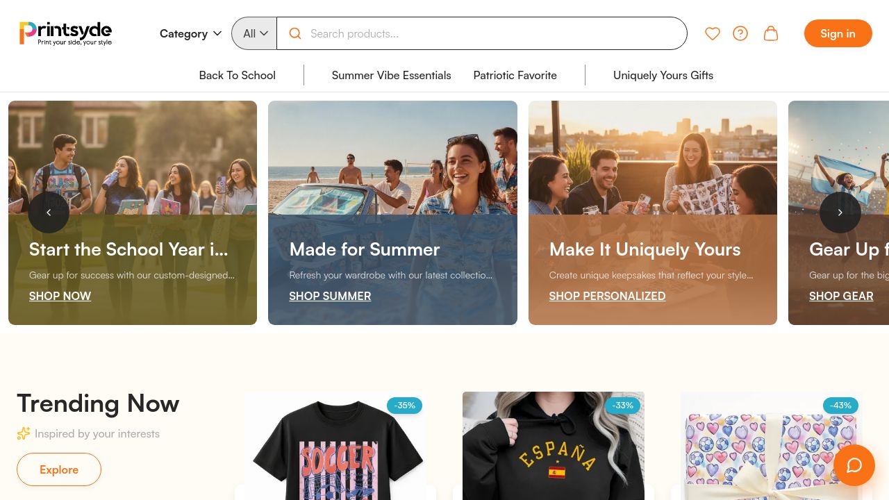 Screenshot of Printsyde.com