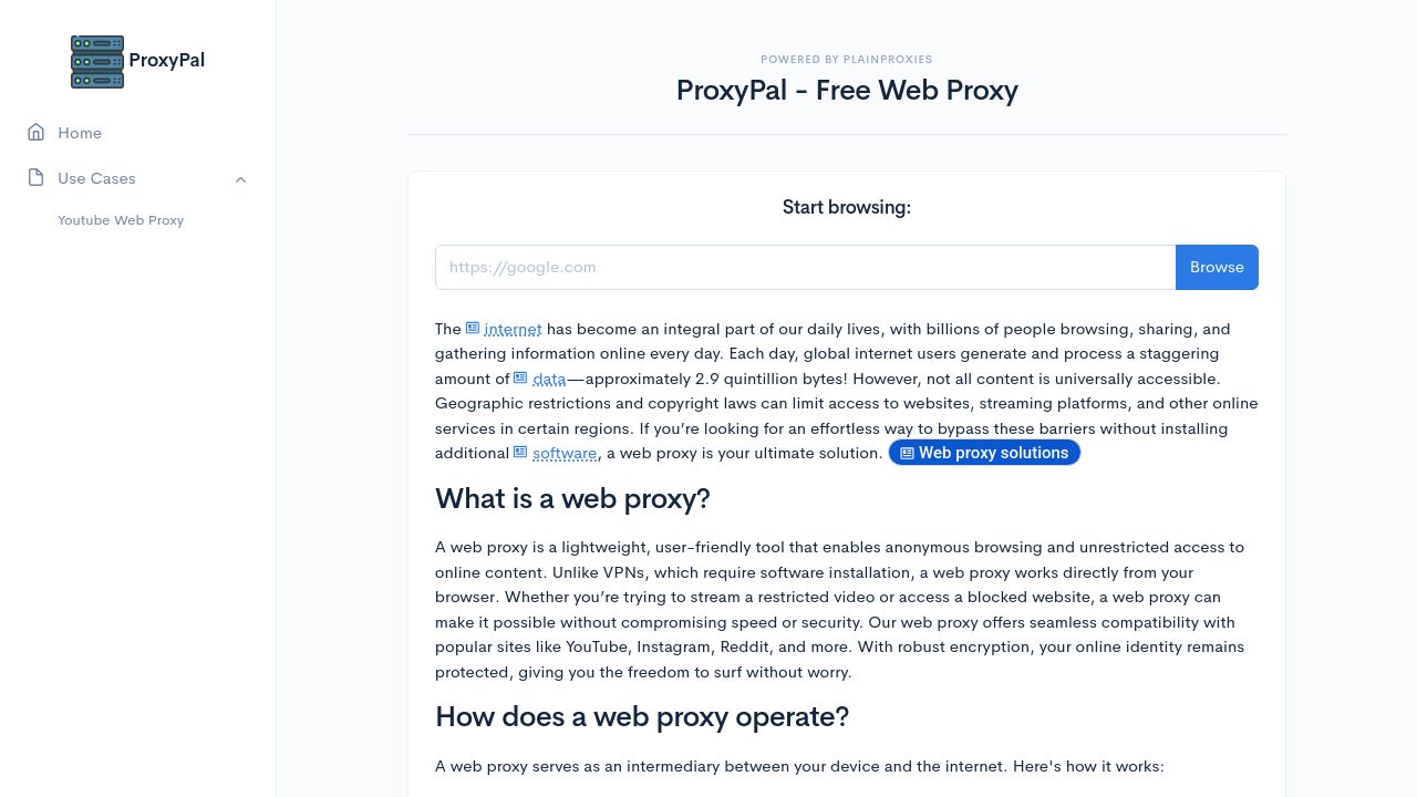 Screenshot of Proxypal.net