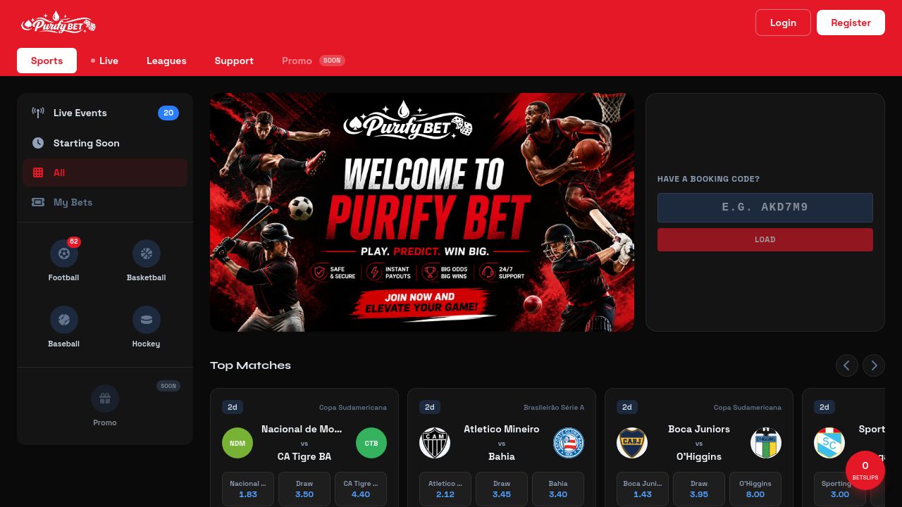 Screenshot of Purifybet.com