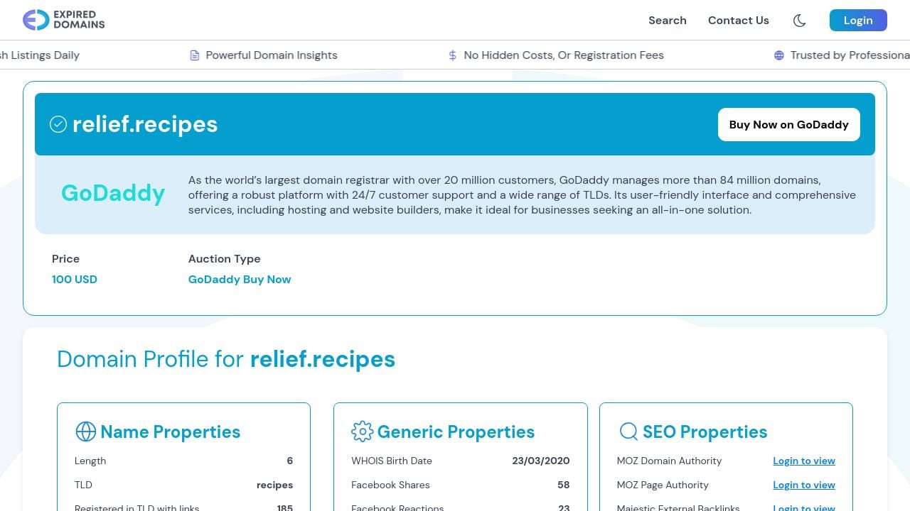 Screenshot of Relief.recipes