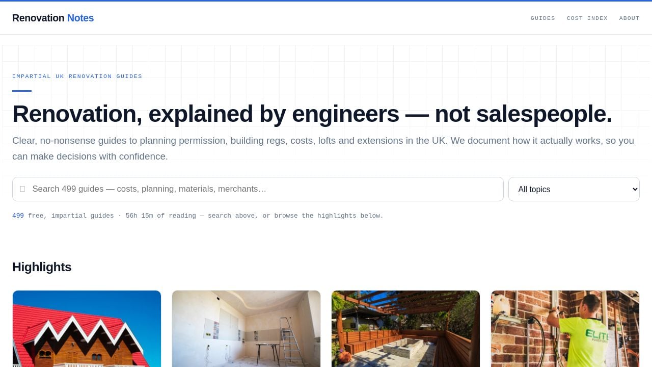 Screenshot of Renovationnotes.com