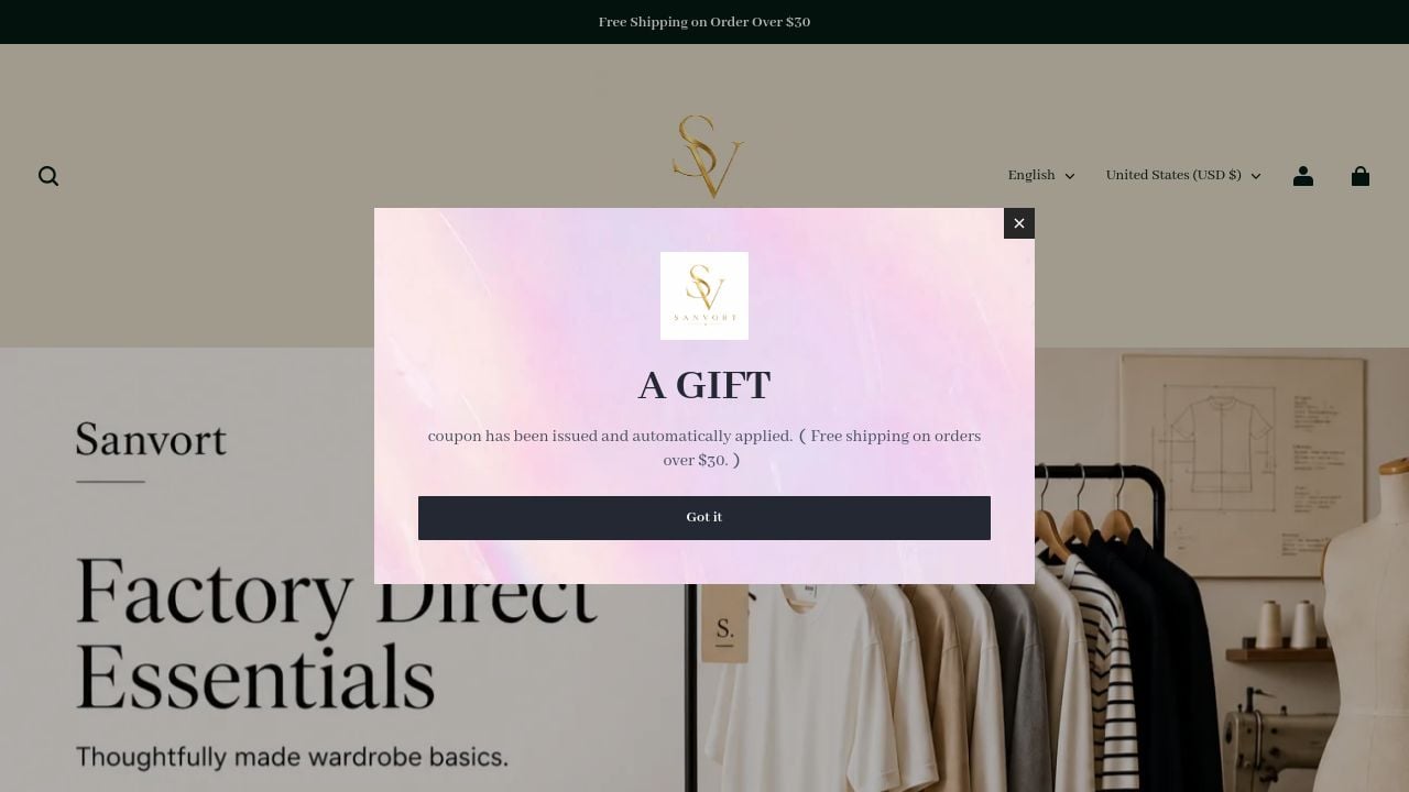 Screenshot of Sanvort.com