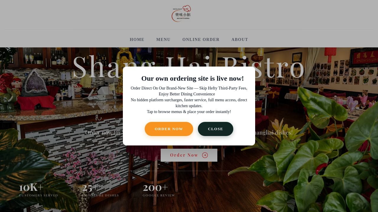 Screenshot of Shanghaibistroorder.com