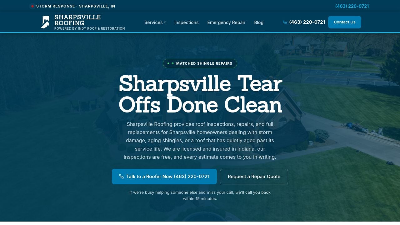 Screenshot of Sharpsvilleroofing.com