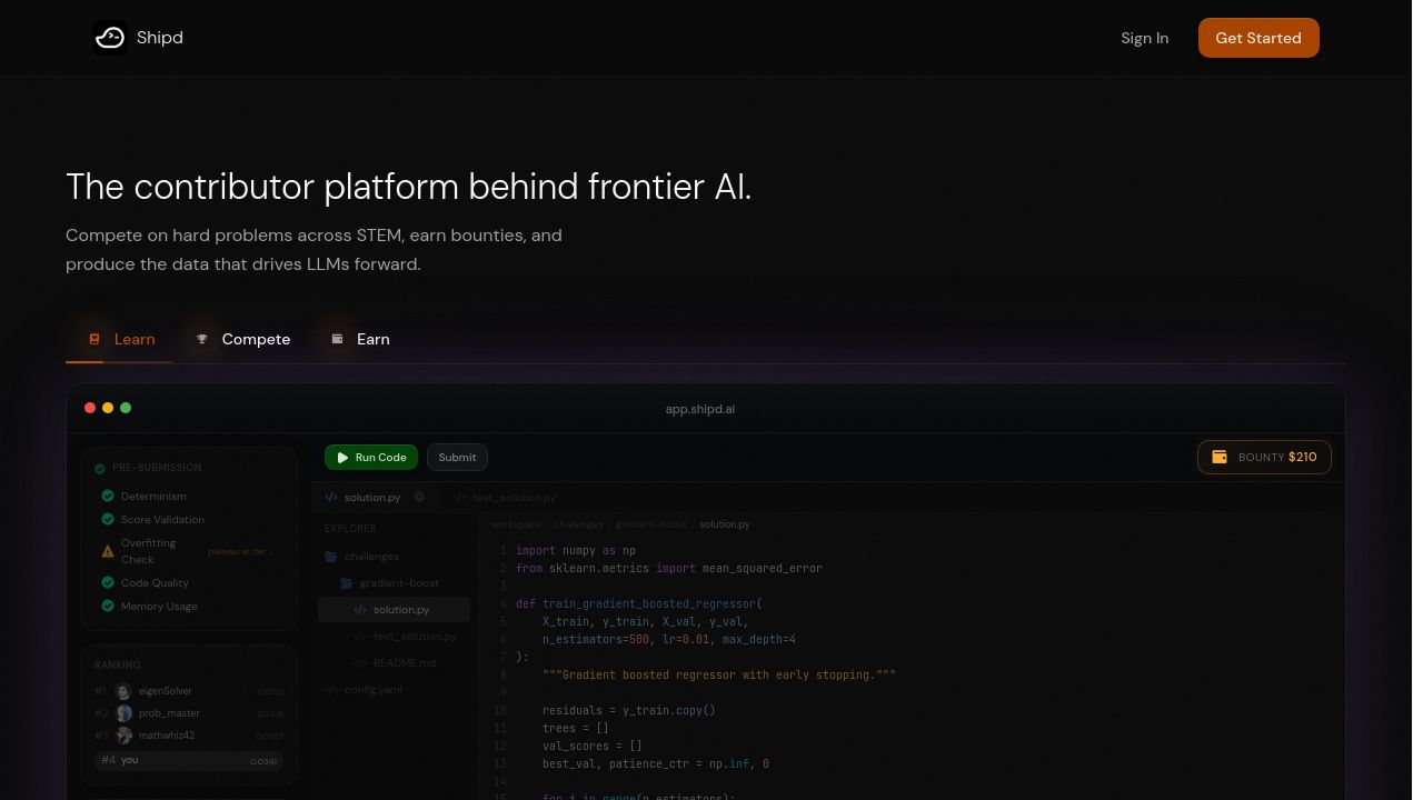 Screenshot of Shipd.ai