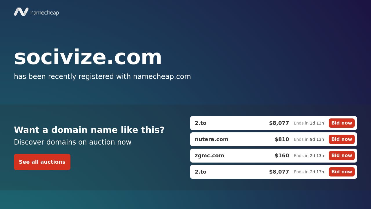 Screenshot of Socivize.com